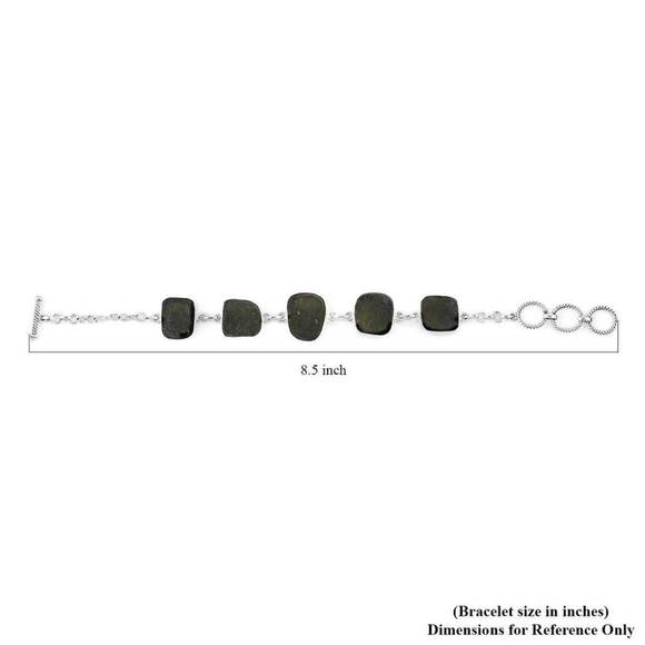 Moldavite bracelet 46.5 ctw  Sterling Silver. - Picture 7 of 11